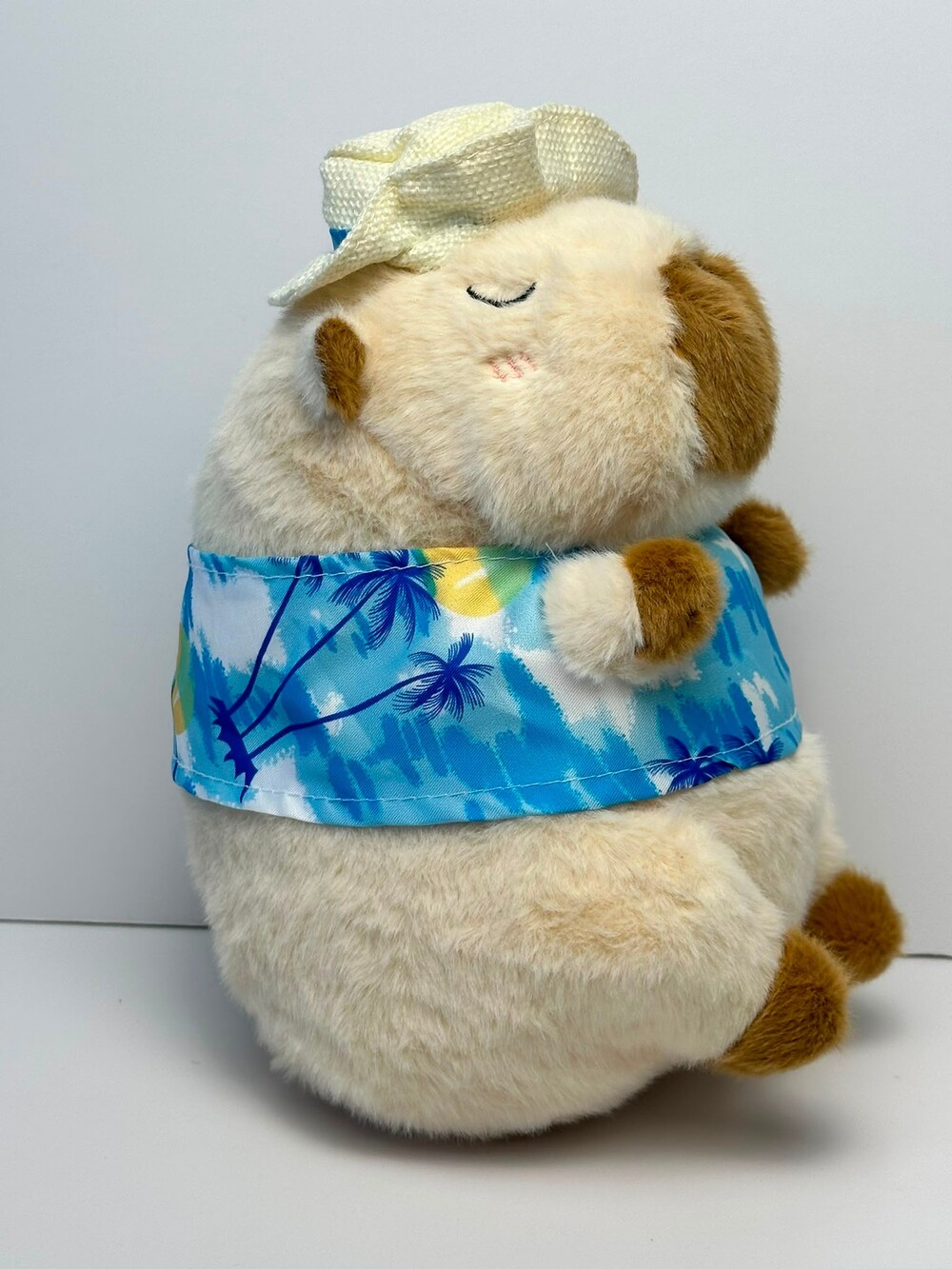 Vacation Capybara Plush Tropical Hawaiian Shirt & Hat Kawaii Stuffed Animal NEW